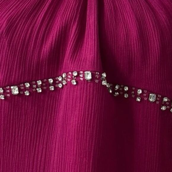 Express Y2K Silk Magenta Pink Embellished Babydoll Halter Top Medium - Picture 8 of 11